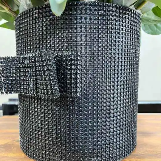 caja pote strass black con rosas importadas